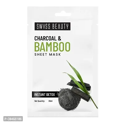 Swiss Beauty Charcoal  Bamboo Instant Detox Sheet Mask Pack of 6