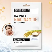 Swiss Beauty Rice Water  Niacinamide Illuminating Sheet Mask -Pack of 6-thumb2