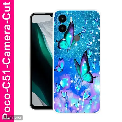 Stylish Multicolor Printed Plastic Back Cover for POCO C51-thumb0