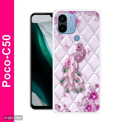 Stylish Multicolor Printed Plastic Back Cover for POCO C50-thumb0