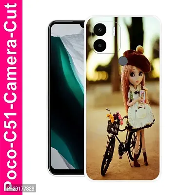 Stylish Multicolor Printed Plastic Back Cover for POCO C51-thumb0