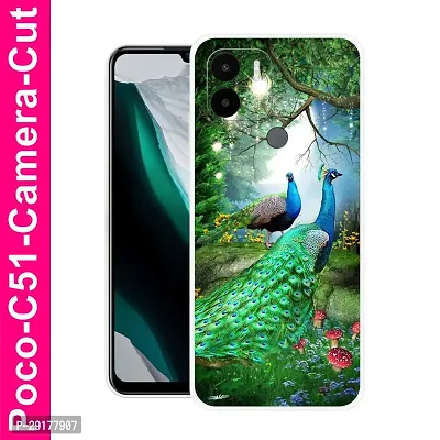 Stylish Multicolor Printed Plastic Back Cover for POCO C51-thumb0