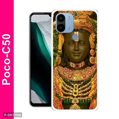 Stylish Multicolor Printed Plastic Back Cover for POCO C50-thumb0