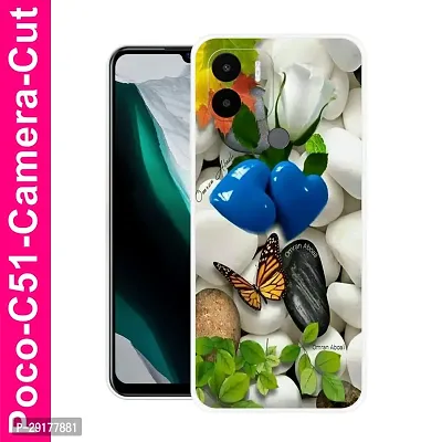 Stylish Multicolor Printed Plastic Back Cover for POCO C51-thumb0