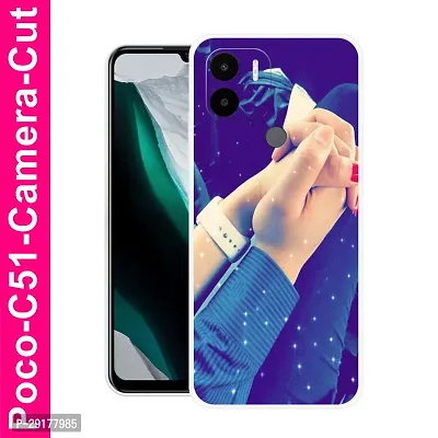 Stylish Multicolor Printed Plastic Back Cover for POCO C51-thumb0