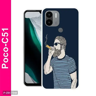 Stylish Multicolor Printed Plastic Back Cover for POCO C51-thumb0