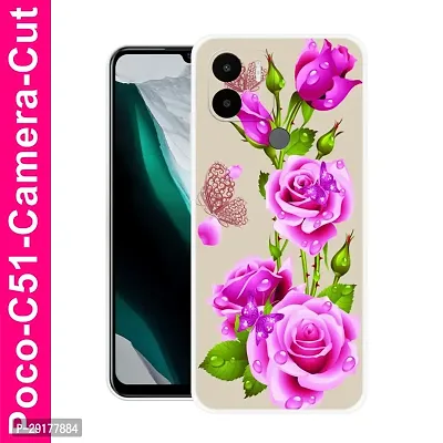 Stylish Multicolor Printed Plastic Back Cover for POCO C51-thumb0