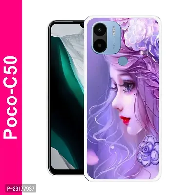 Stylish Multicolor Printed Plastic Back Cover for POCO C50-thumb0