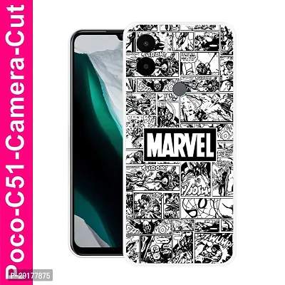 Stylish Multicolor Printed Plastic Back Cover for POCO C51-thumb0