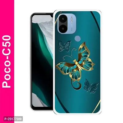 Stylish Multicolor Printed Plastic Back Cover for POCO C50