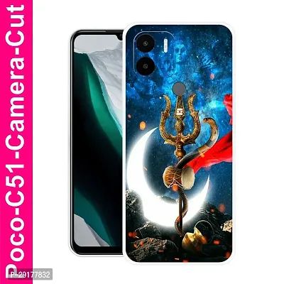 Stylish Multicolor Printed Plastic Back Cover for POCO C51-thumb0