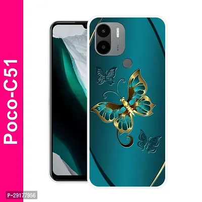 Stylish Multicolor Printed Plastic Back Cover for POCO C51-thumb0