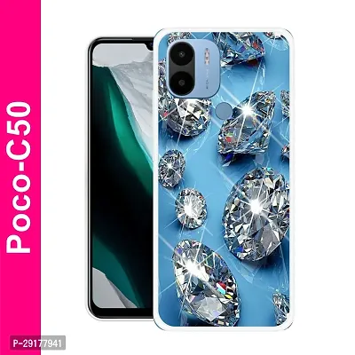 Stylish Multicolor Printed Plastic Back Cover for POCO C50-thumb0