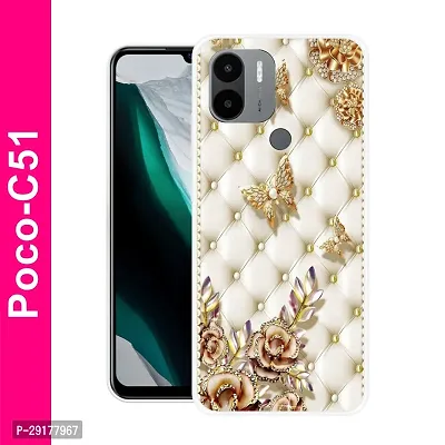 Stylish Multicolor Printed Plastic Back Cover for POCO C51-thumb0