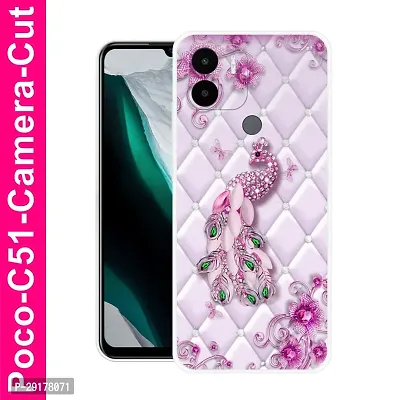 Stylish Multicolor Printed Plastic Back Cover for POCO C51-thumb0