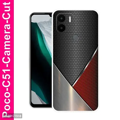 Stylish Multicolor Printed Plastic Back Cover for POCO C51-thumb0