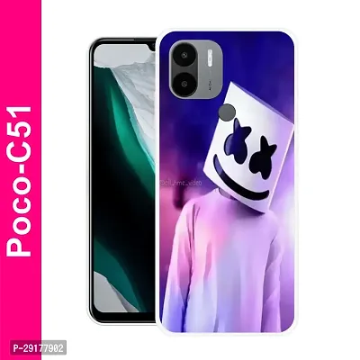 Stylish Multicolor Printed Plastic Back Cover for POCO C51-thumb0