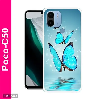 Stylish Multicolor Printed Plastic Back Cover for POCO C50-thumb0