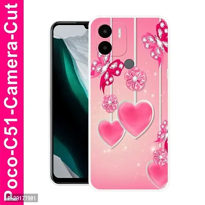 Stylish Multicolor Printed Plastic Back Cover for POCO C51-thumb0