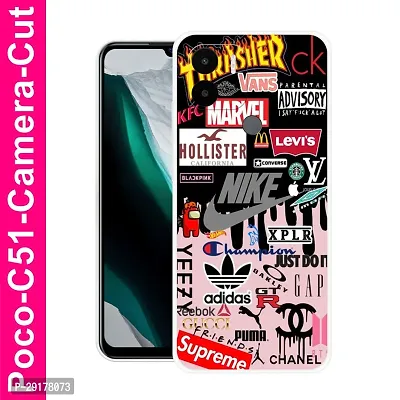 Stylish Multicolor Printed Plastic Back Cover for POCO C51-thumb0