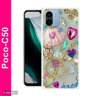 Stylish Multicolor Printed Plastic Back Cover for POCO C50