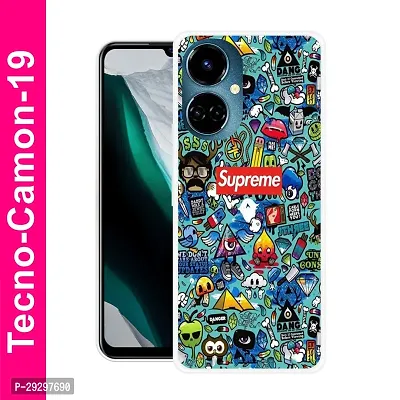 Stylish Multicolor Printed Plastic Back Cover for Tecno Camon 19-thumb0