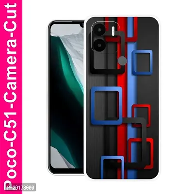 Stylish Multicolor Printed Plastic Back Cover for POCO C51-thumb0