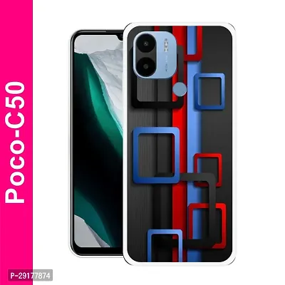 Stylish Multicolor Printed Plastic Back Cover for POCO C50