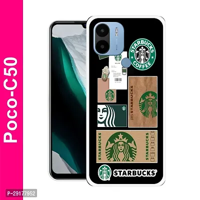 Stylish Multicolor Printed Plastic Back Cover for POCO C50-thumb0