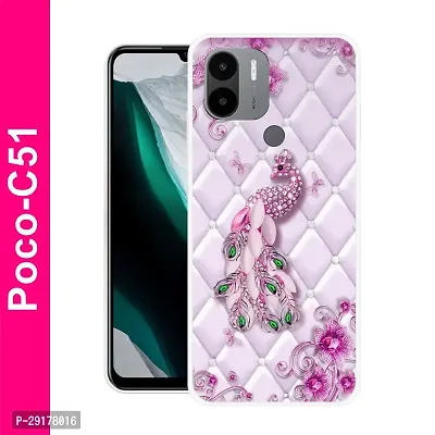 Stylish Multicolor Printed Plastic Back Cover for POCO C51