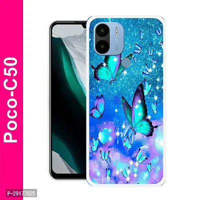 Stylish Multicolor Printed Plastic Back Cover for POCO C50