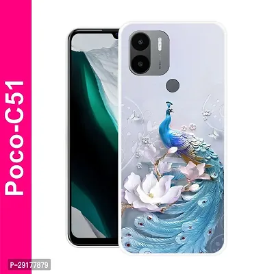 Stylish Multicolor Printed Plastic Back Cover for POCO C51-thumb0