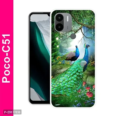 Stylish Multicolor Printed Plastic Back Cover for POCO C51