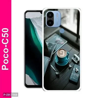 Stylish Multicolor Printed Plastic Back Cover for POCO C50-thumb0