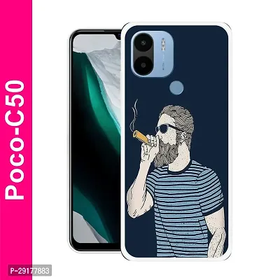 Stylish Multicolor Printed Plastic Back Cover for POCO C50-thumb0