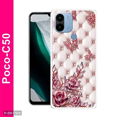 Stylish Multicolor Printed Plastic Back Cover for POCO C50-thumb0