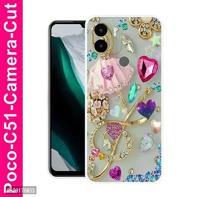 Stylish Multicolor Printed Plastic Back Cover for POCO C51-thumb0