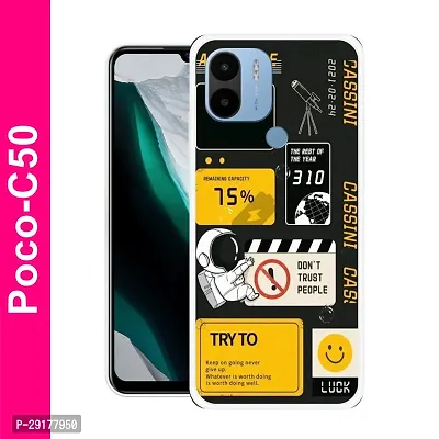 Stylish Multicolor Printed Plastic Back Cover for POCO C50