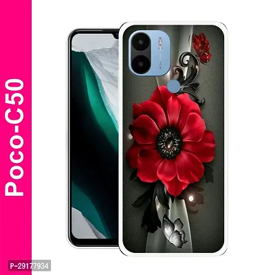 Stylish Multicolor Printed Plastic Back Cover for POCO C50-thumb0