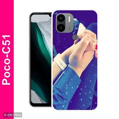 Stylish Multicolor Printed Plastic Back Cover for POCO C51