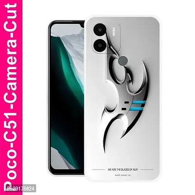 Stylish Multicolor Printed Plastic Back Cover for POCO C51-thumb0