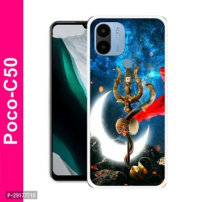 Stylish Multicolor Printed Plastic Back Cover for POCO C50-thumb0