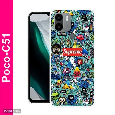 Stylish Multicolor Printed Plastic Back Cover for POCO C51