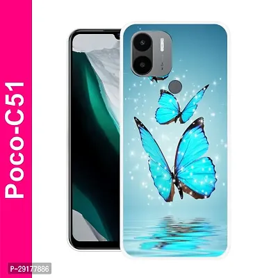 Stylish Multicolor Printed Plastic Back Cover for POCO C51-thumb0