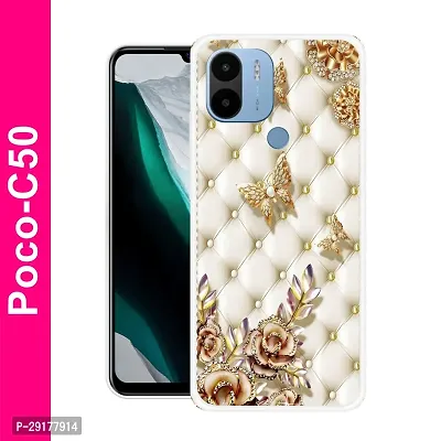 Stylish Multicolor Printed Plastic Back Cover for POCO C50-thumb0