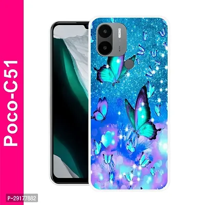 Stylish Multicolor Printed Plastic Back Cover for POCO C51-thumb0