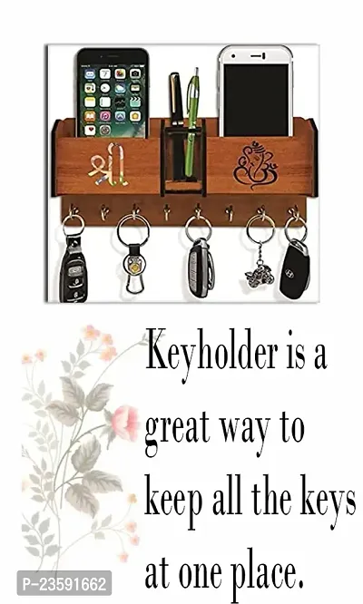 MF  Wooden Art key holder for Home/Office/Kitchen/Key Holders for Wall/key Holder/Best Decorative Item for Home Decor/Feative Decor Mobile Stand Cum Wood Key Holder (7 Hooks,wooden)-thumb0