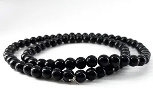 charvi Black Beads Neck Chain For Mens Chain Mala For Mens Black Beads Bracelet For Mens Black Beads Hand Bracelet For Mens Neck Mala Black Balls Chain For Mens-thumb3