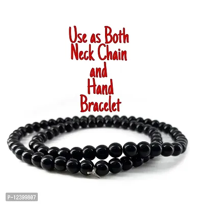 charvi Black Beads Neck Chain For Mens Chain Mala For Mens Black Beads Bracelet For Mens Black Beads Hand Bracelet For Mens Neck Mala Black Balls Chain For Mens-thumb2