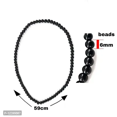 charvi Black Beads Neck Chain For Mens Chain Mala For Mens Black Beads Bracelet For Mens Black Beads Hand Bracelet For Mens Neck Mala Black Balls Chain For Mens-thumb5